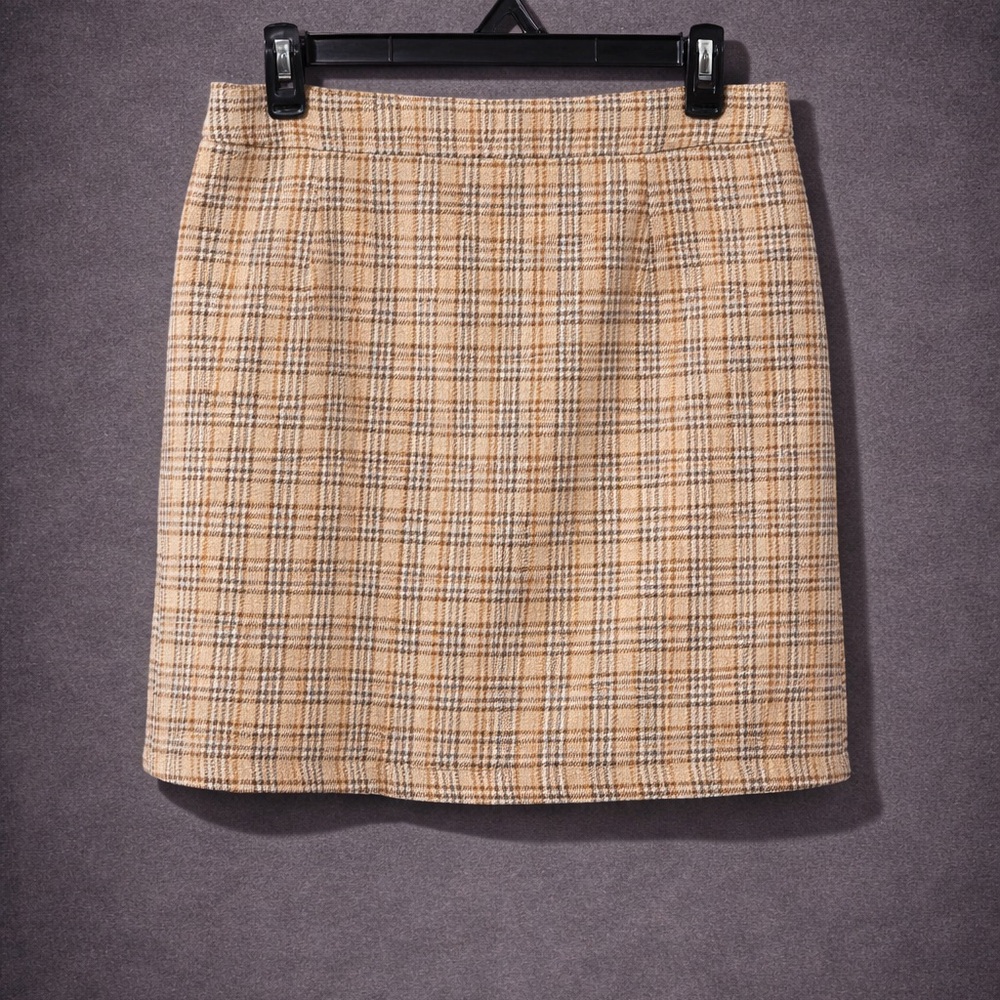 Paper Crane Beige Plaid Pencil Skirt